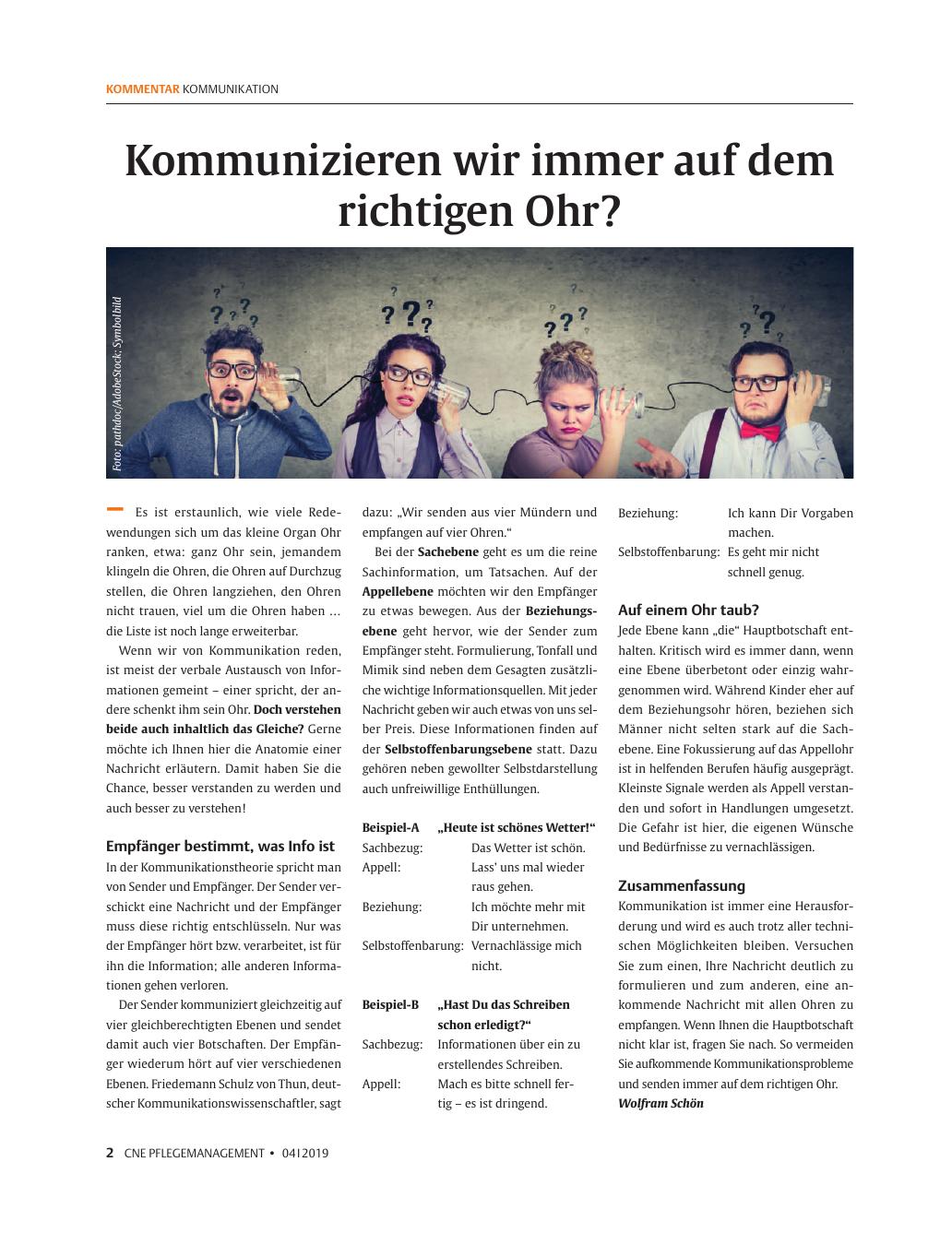 Vorschauseite 1: Kommunizieren wir immer auf dem richtigen Ohr?