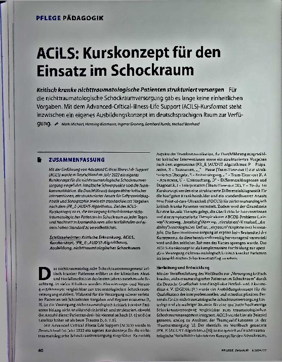 Vorschauseite 1: ACLS: Kurskonzept für den Einsatz im Schockraum