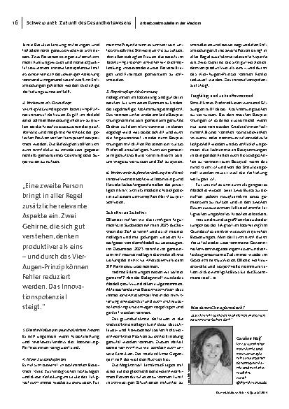 Vorschauseite 3: 40 Jahre Berufserfahrung und damit noch lange nicht am Ende: Jobsharing – ein Praxisbericht