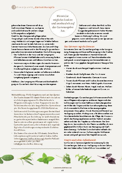 Vorschauseite 3: Die Natur erleben mit der Gartentherapeuthin