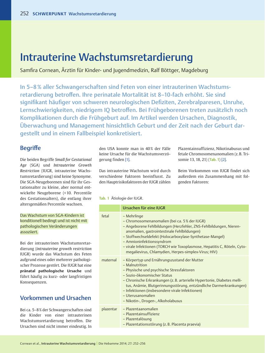 Vorschauseite 1: Intrauterine Wachstumsretardierung