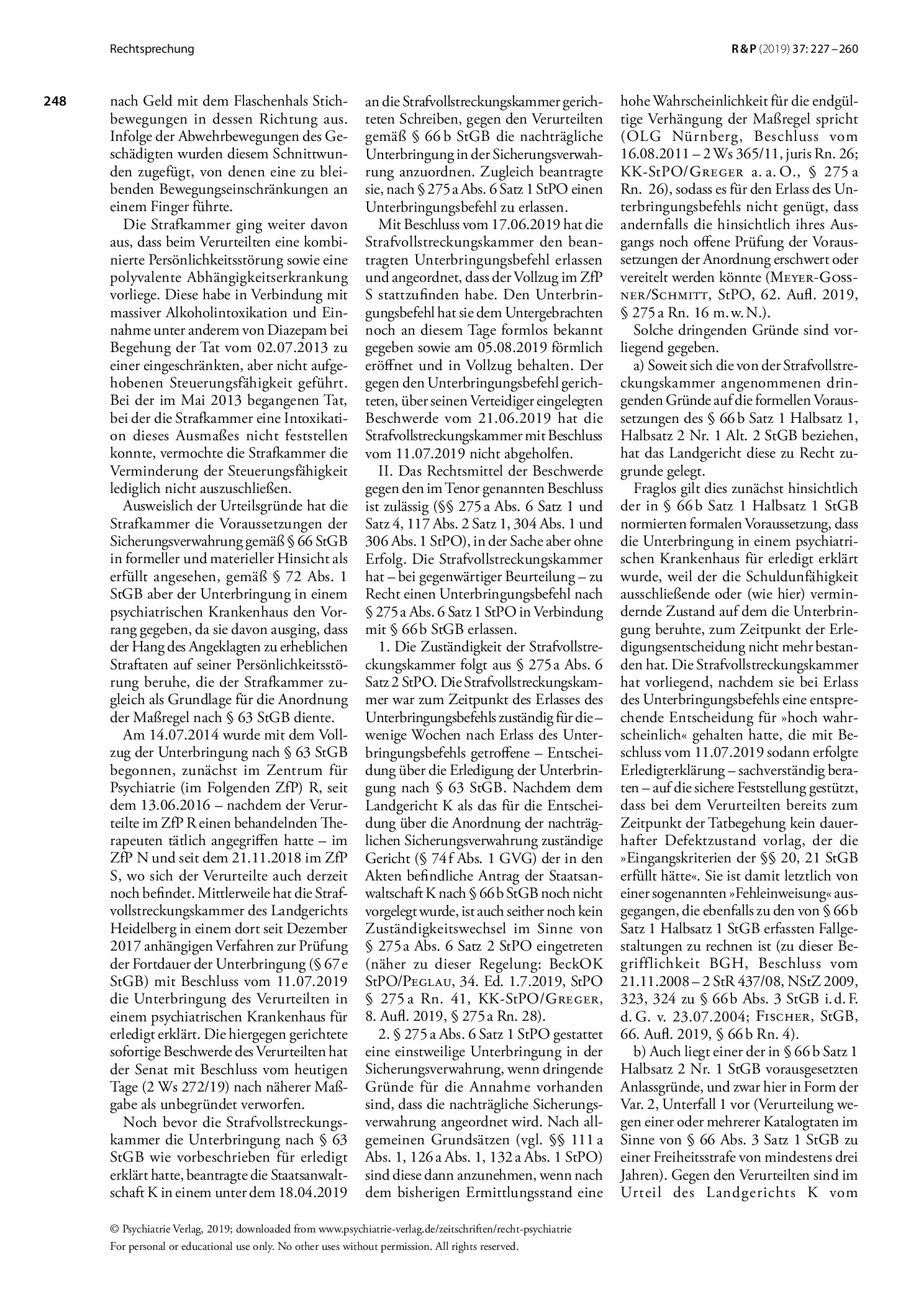 Vorschauseite 2: Anforderungen an den Erlass eines Unterbringungsbefehls nach § 275a Abs. 6 StPO