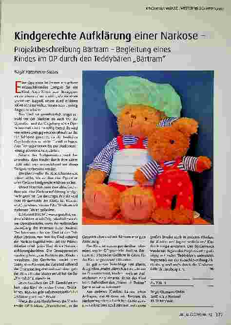 Vorschauseite 1: Kindgerechte Aufklärung einer Narkose - Projektbeschreibung Bärtram - Begleitung eines Kindes im OP durch den Teddybären „Bärtram"