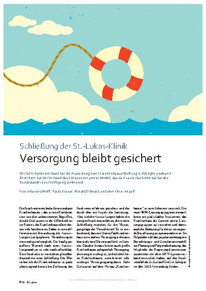 Vorschauseite 1: Schließung der St.-Lukas-Klinik. Versorgung bleibt gesichert.