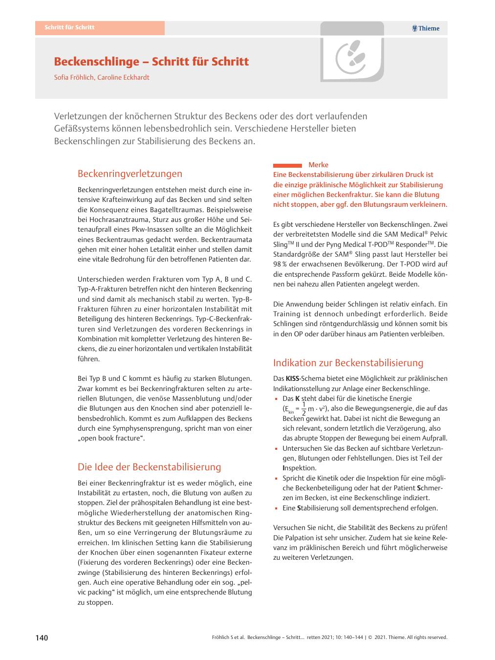 Vorschauseite 1: Beckenschlinge - Schritt für Schritt