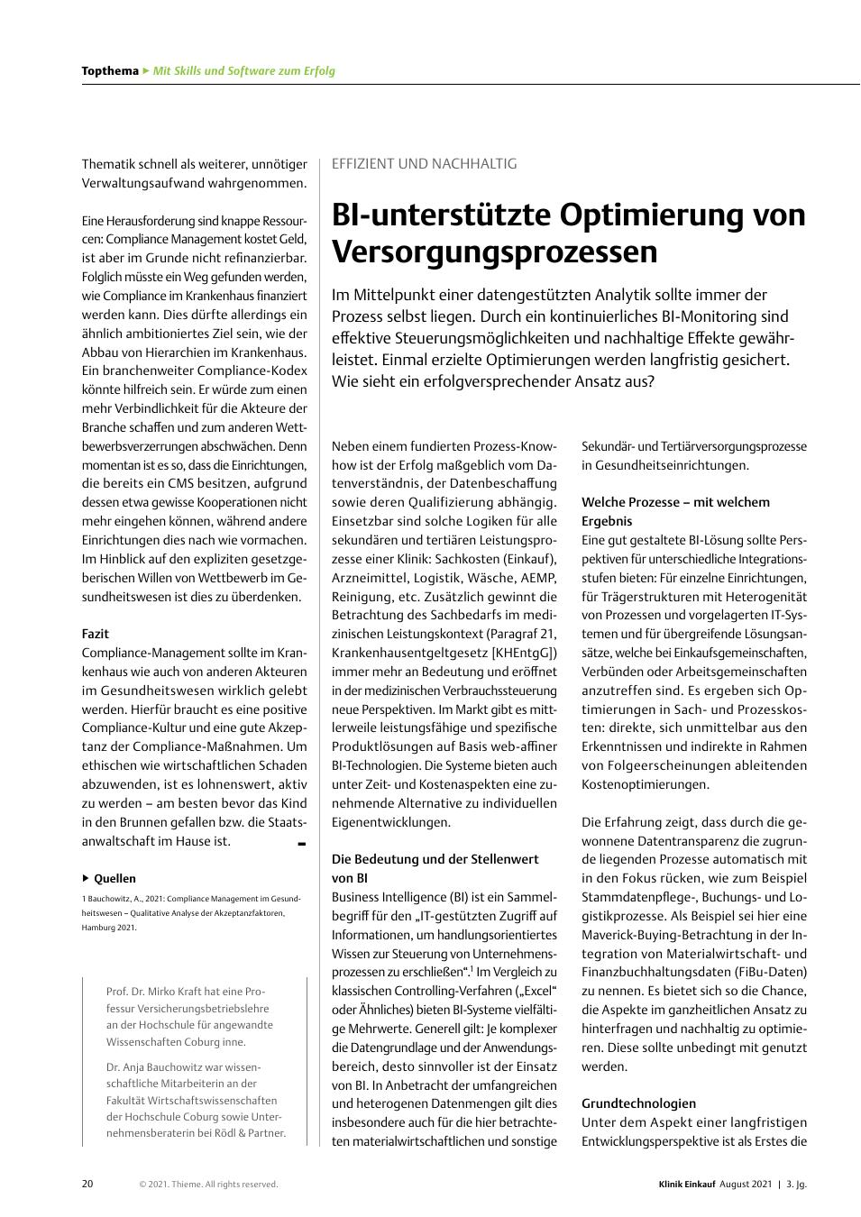 Vorschauseite 1: Effizient und nachhaltig: BI-unterstützte Optimierung von Versorgungsprozessen