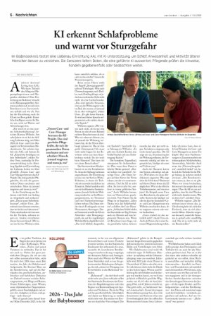 Vorschauseite 1: KI erkennt Schlafprobleme und warnt vor Sturzgefahr
