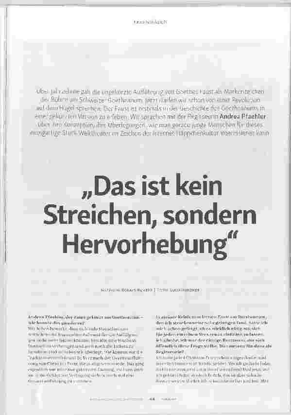 Vorschauseite 1: „Das ist kein Streichen, sondern Hervorhebung."