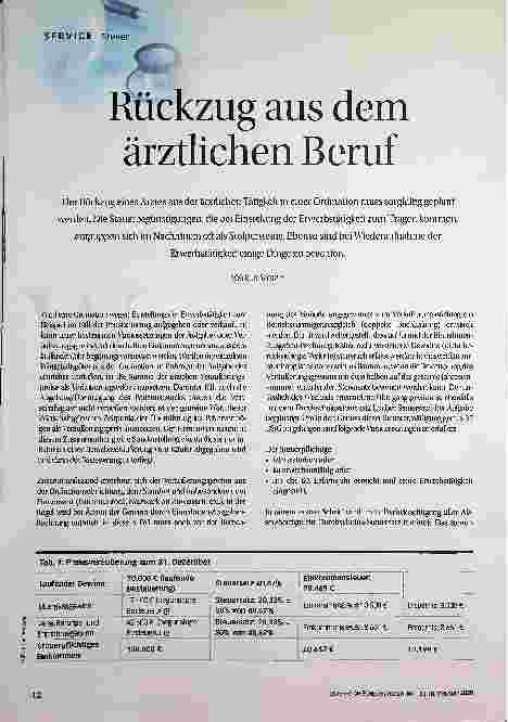 Vorschauseite 1: Rückzug aus dem ärztlichen Beruf