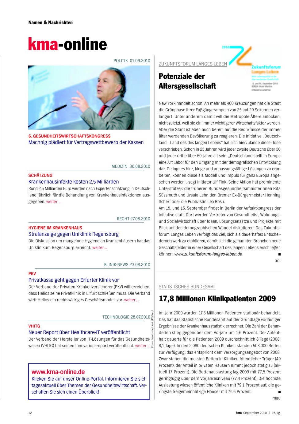 Vorschauseite 1: 17,8 Millionen Klinikpatienten 2009