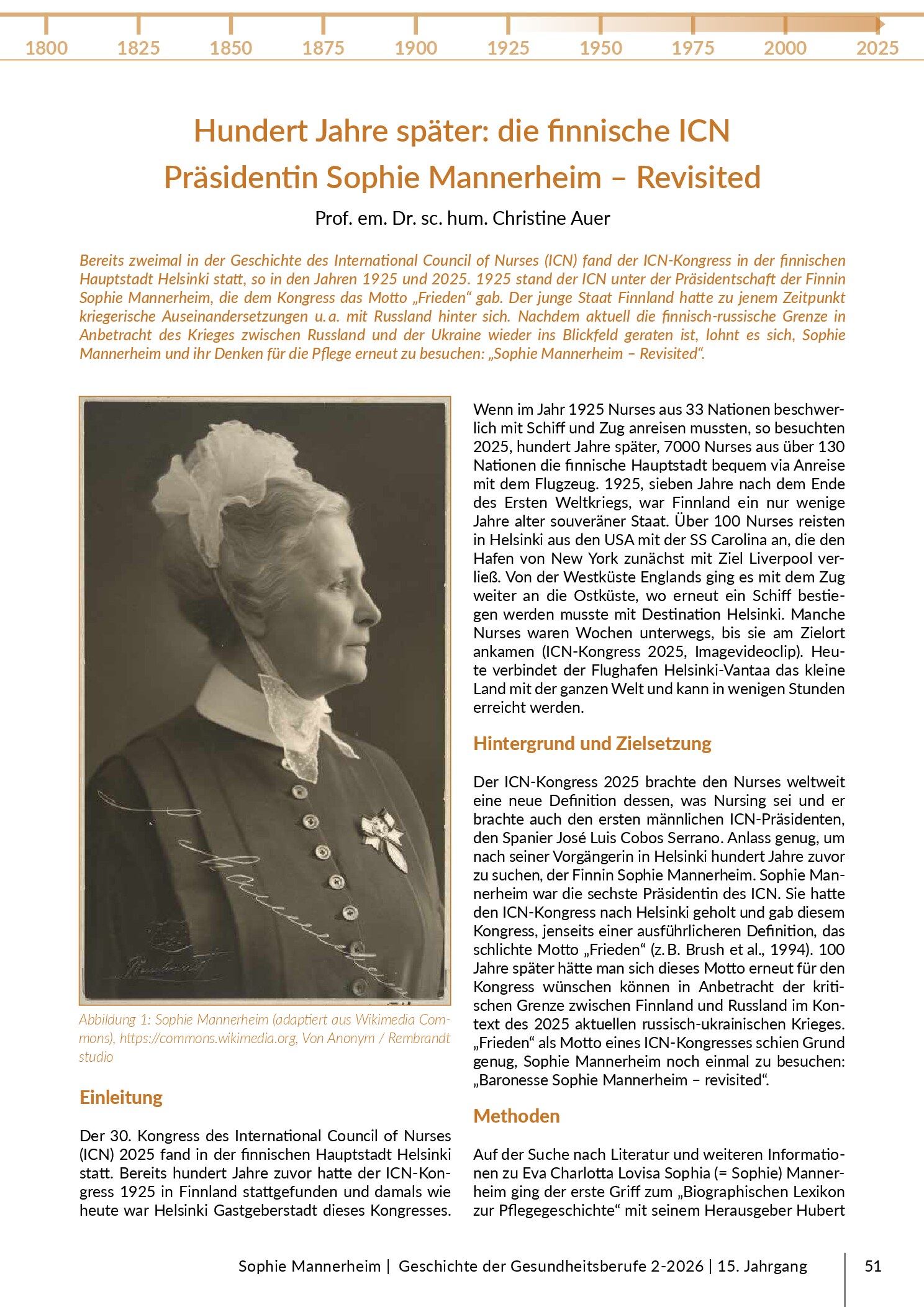 Vorschau: Hundert Jahre später: Die finnische ICN-Präsidentin Sophie Mannerheim – Revisited
