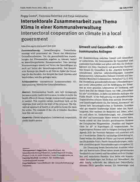 Vorschauseite 1: Intersektorale Zusammenarbeit zum Thema Klima in einer Kommunalverwaltung