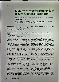 Vorschauseite 1: Erste gemeinsame Doktorandentagung Klinische Pharmazie Abstracts der Poster und Kurzvorträge der Tagung am 17. und 18. November 2023 in Münster.