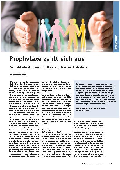 Vorschauseite 1: Prophylaxe zahlt sich aus Wie Mitarbeiter auch in Krisenzeiten loyal bleiben
