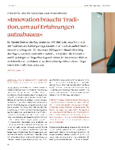 Vorschauseite 1: "Innovation braucht Tradition, um auf Erfahrungen aufzubauen" Anatomie und Physiologie der Yoga-Praxis