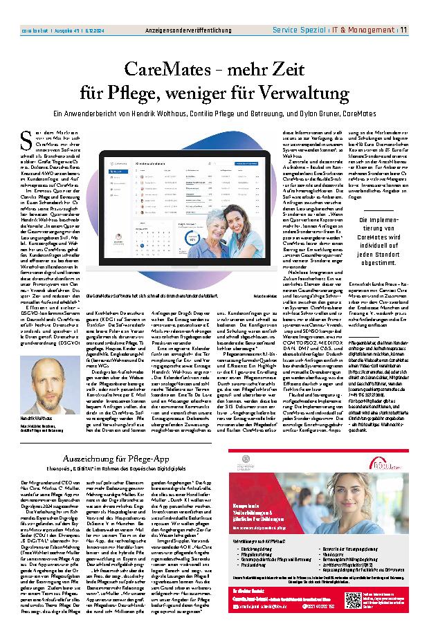 Vorschauseite 1: CareMates - mehr Zeit für Pflege, weniger für Verwaltung