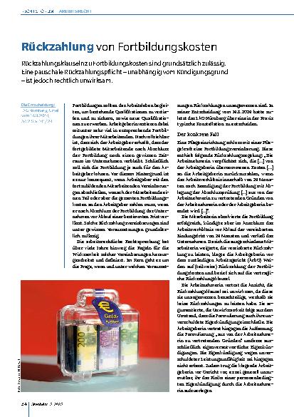 Vorschauseite 1: Rückzahlung von Fortbildungskosten