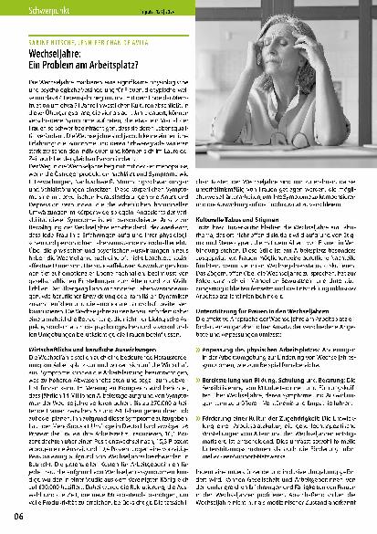 Vorschauseite 1: Wechseljahre: Ein Problem am Arbeitsplatz?