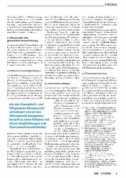 Vorschauseite 2: Klimaschutz und Nachhaltigkeit: Herausforderung und Verpflichtung für die gesetzliche Krankenund Pflegeversicherung
