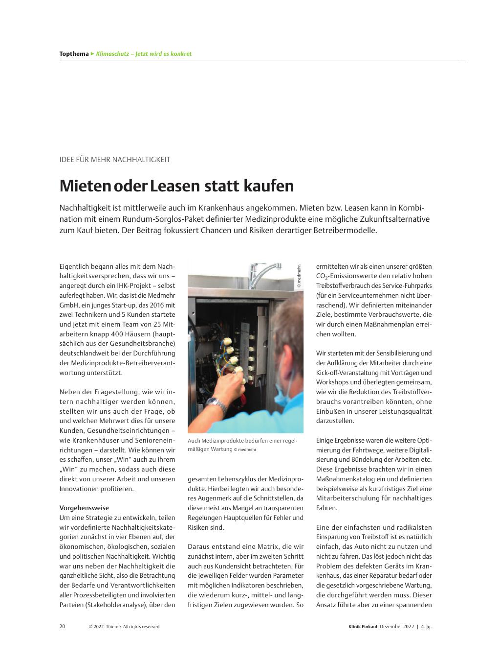 Vorschauseite 1: Idee für mehr Nachhaltigkeit: Mieten oder Leasen statt kaufen