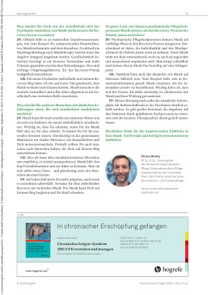 Vorschauseite 3: Mehr Kulturschaffende in der Psychiatrie