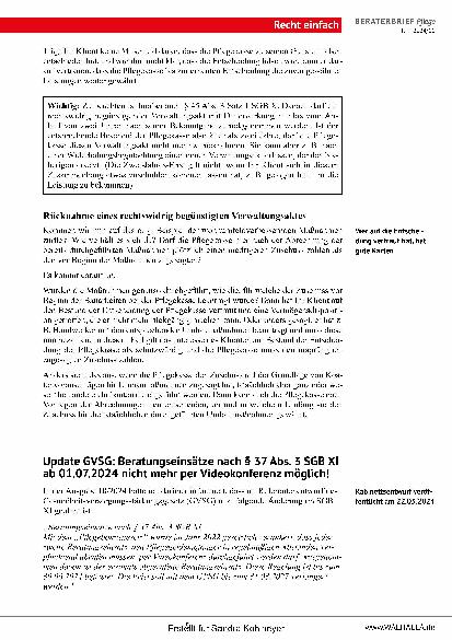 Vorschauseite 5: Beraterbrief Pflege Heft 11-2024