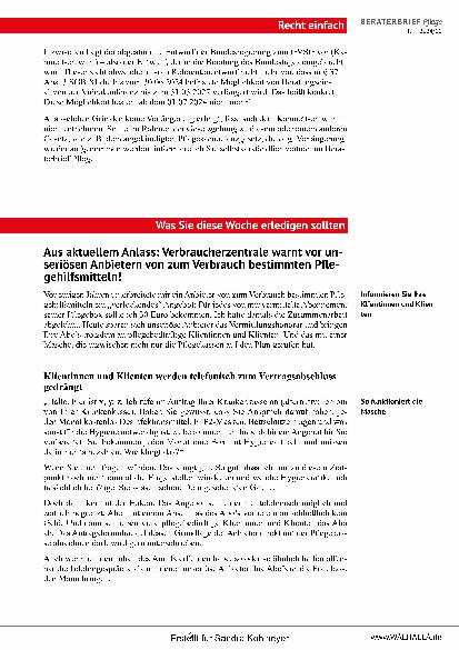 Vorschauseite 6: Beraterbrief Pflege Heft 11-2024