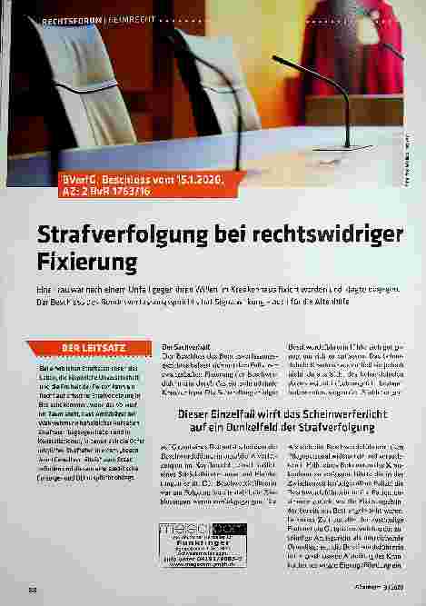Vorschauseite 1: Strafverfolgung bei rechtswidriger Fixierung