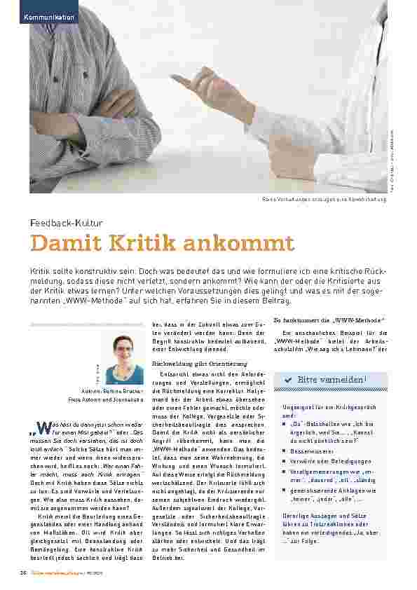 Vorschauseite 1: Damit Kritik ankommt.
