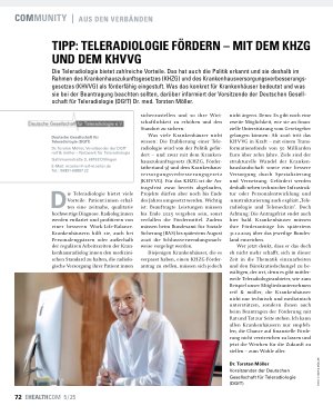 Vorschauseite 1: Tipp. Teleradiologie fördern - Mit dem KHZG und dem KHVVG