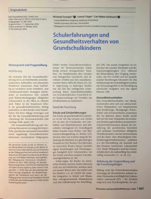 Vorschauseite 1: Schulerfahrungen und Gesundheitsverhalten von Grundschulkindern