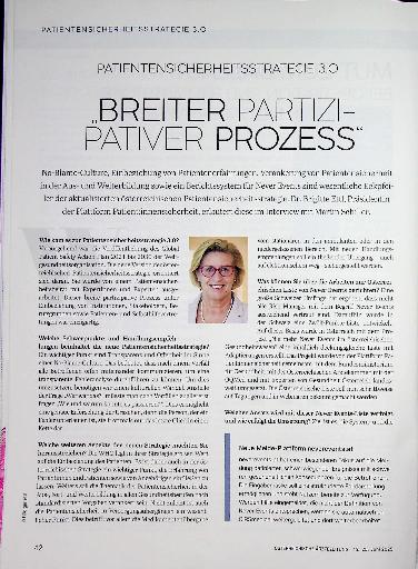 Vorschauseite 1: Patientensicherheitsstrategie 3. 0 " Breiter Partizipativer Prozess "