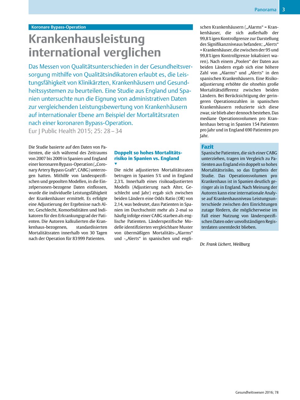 Vorschauseite 1: Krankenhausleistung international verglichen