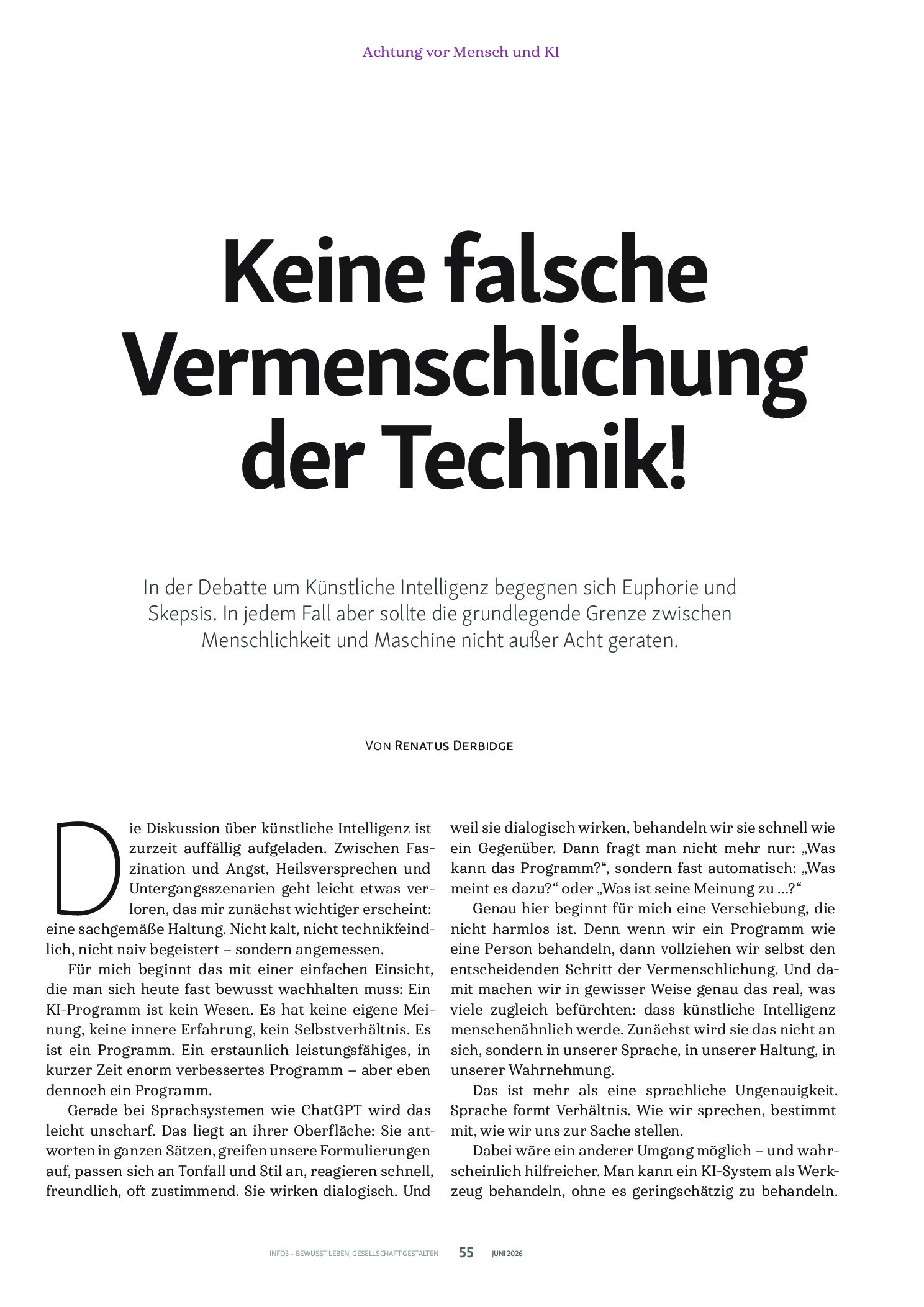 Vorschauseite 2: Keine falsche Vermenschlichung der Technik!