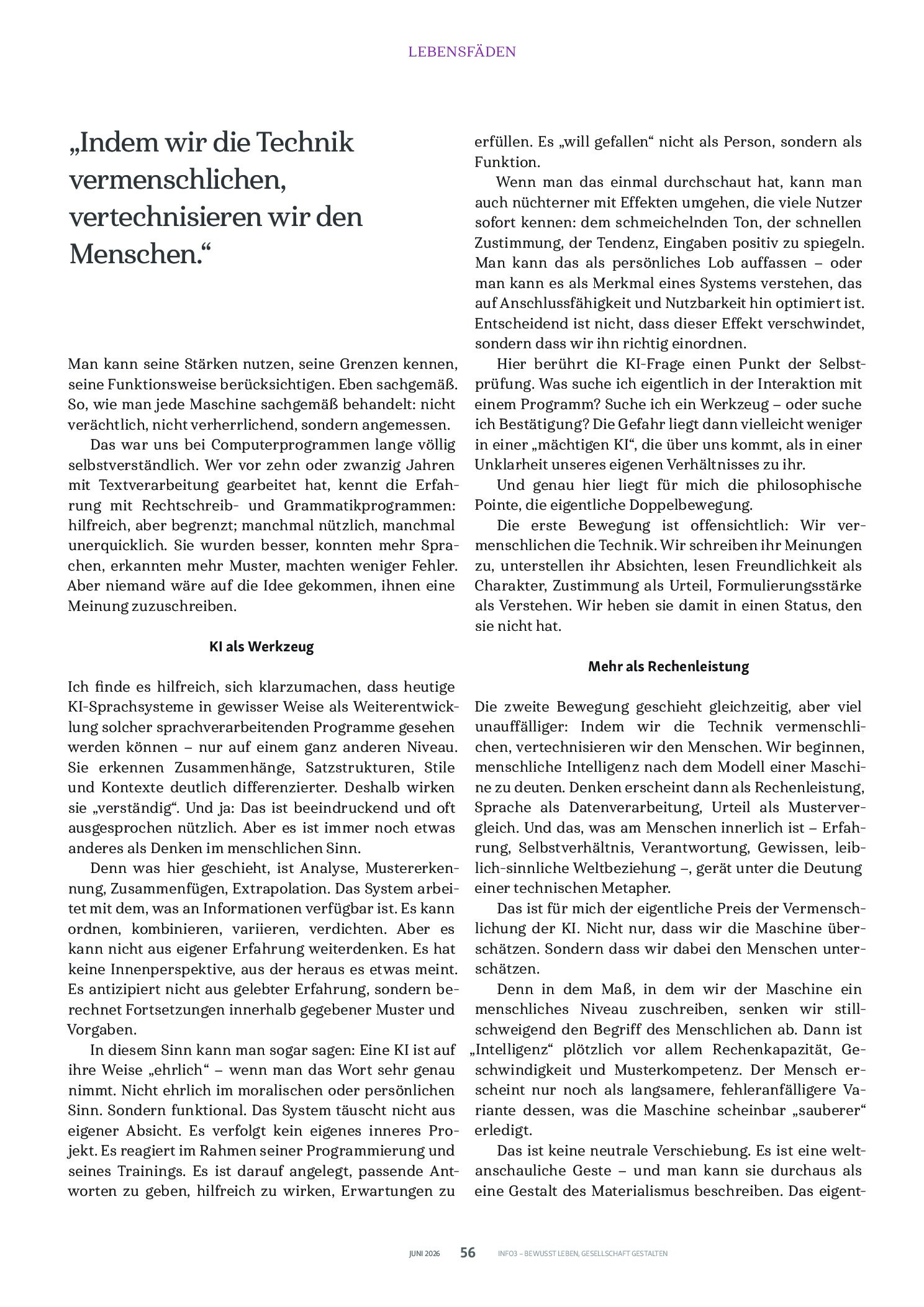 Vorschauseite 3: Keine falsche Vermenschlichung der Technik!