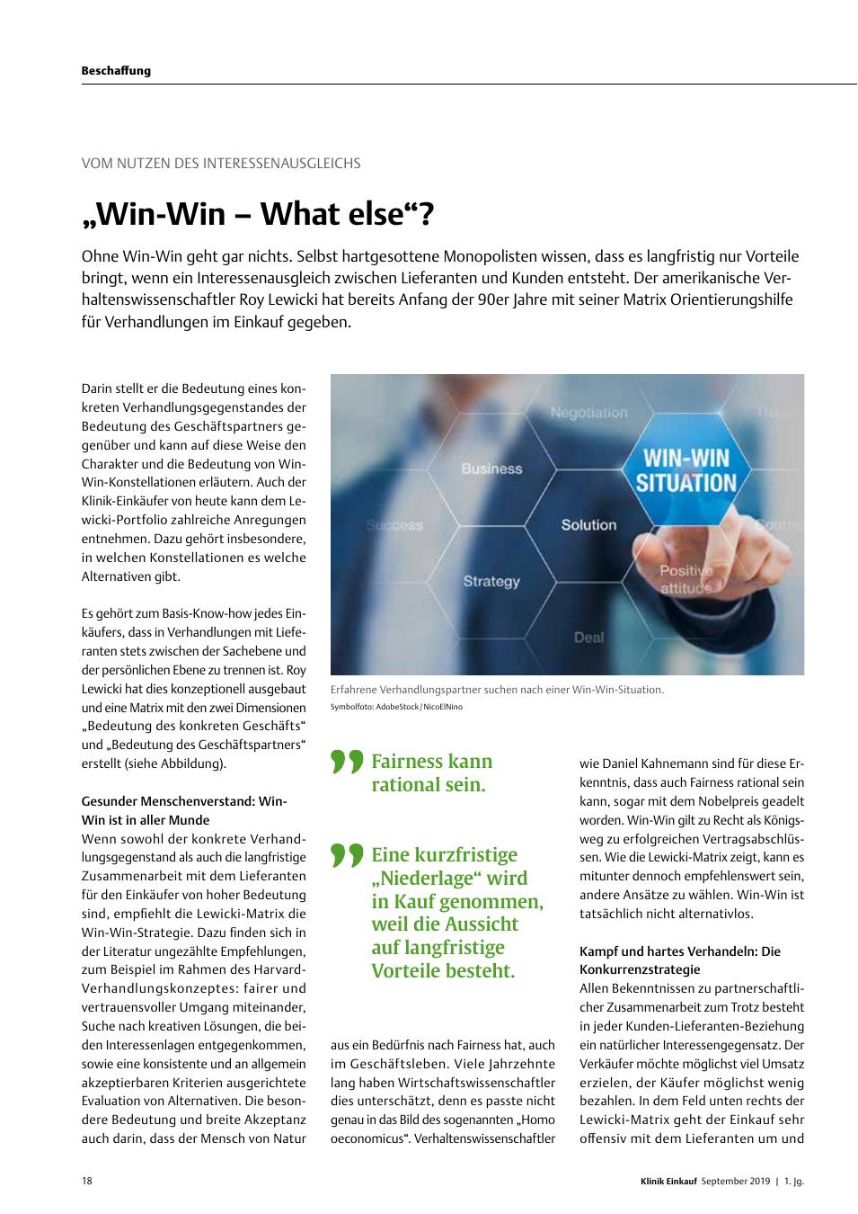 Vorschauseite 1: Vom Nutzen des Interessenausgleichs: „Win-Win – What else“?