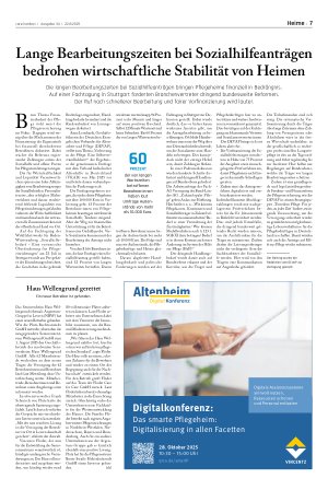 Vorschauseite 1: Lange Bearbeitungszeiten bei Sozialhilfeanträgen bedrohen wirtschaftliche Stabilität von Heimen