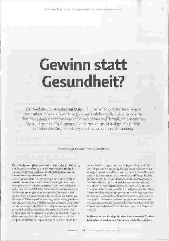Vorschauseite 2: Gewinn statt Gesundheit?