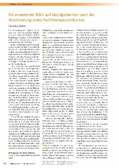 Vorschauseite 1: Ein erweiterter Blick auf Wundpatienten nach der Absolvierung eines Fachtherapeutenkurses.