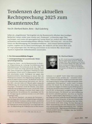 Vorschauseite 1: Tendenzen der aktuellen Rechtsprechung 2025 zum Beamtenrecht