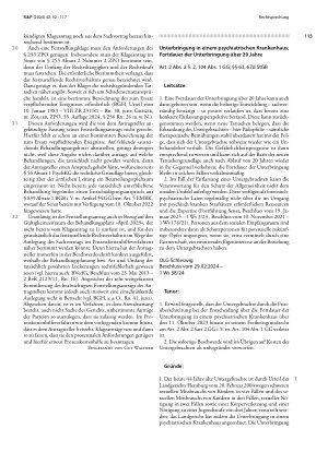 Vorschauseite 5: Unterbringung in einem psychiatrischen Krankenhaus; Geltendmachung von Amtshaftungsansprüchen