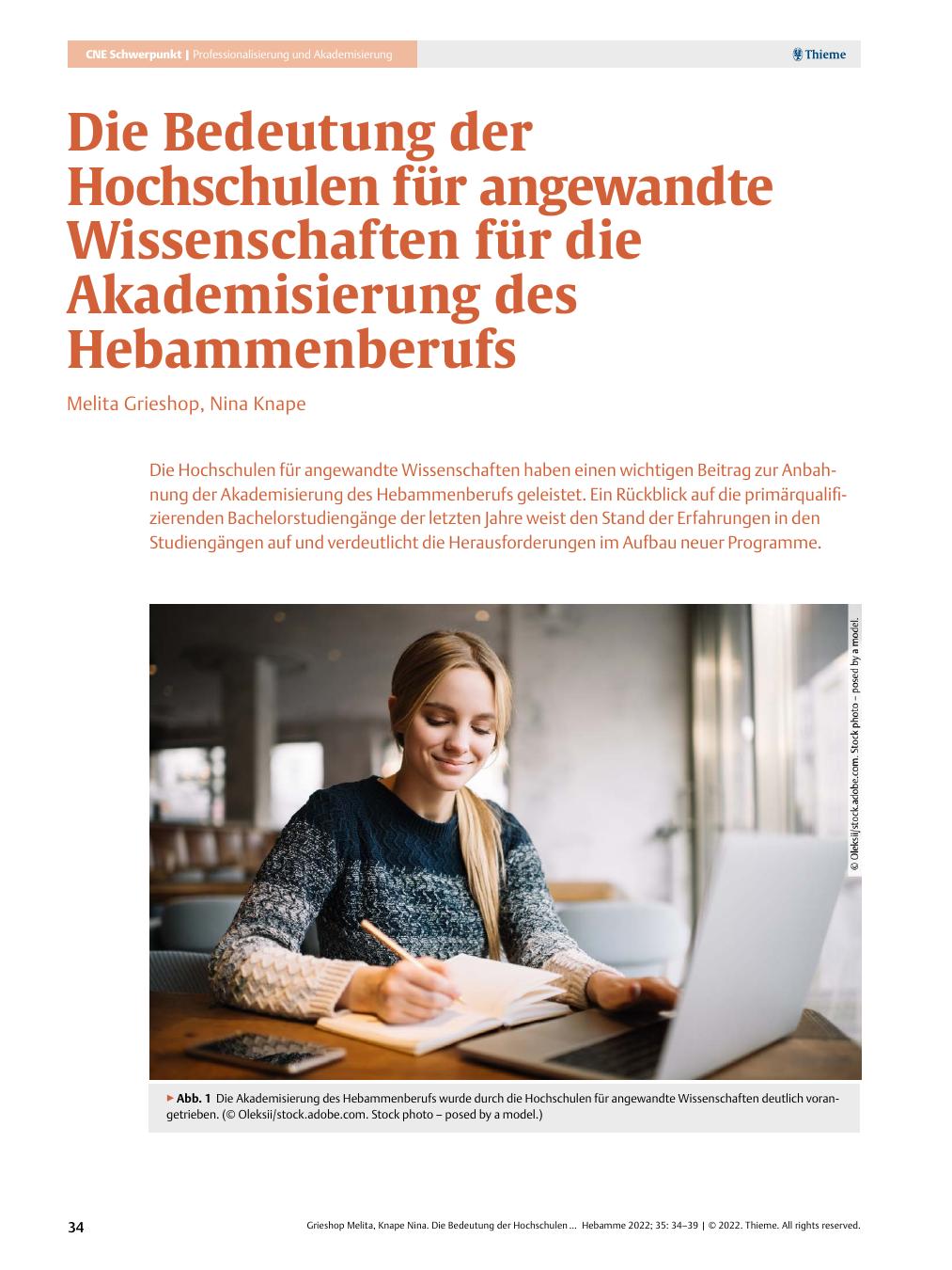 Vorschauseite 1: Die Bedeutung der Hochschulen für angewandte Wissenschaften für die Akademisierung des Hebammenberufs