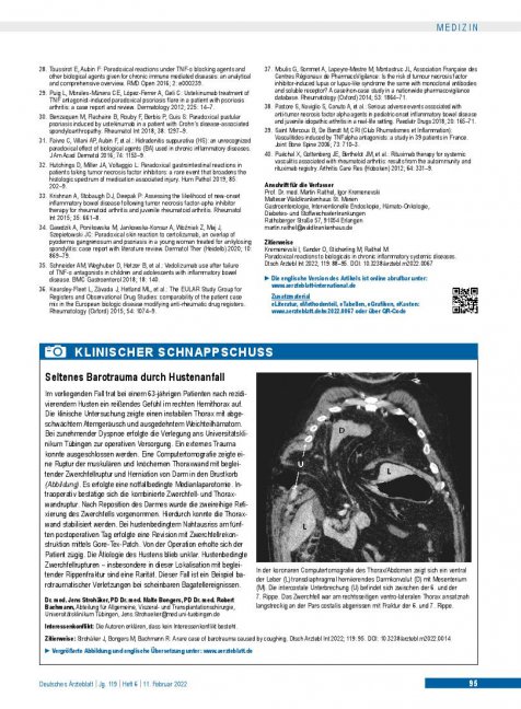 Vorschauseite 1: Seltenes Barotrauma durch Hustenanfall