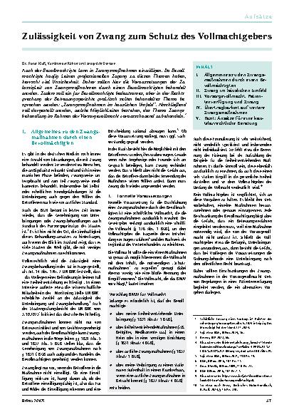 Vorschauseite 1: Zulässigkeit von Zwang zum Schutz des Vollmachtgebers