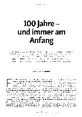 Vorschauseite 1: 100 Jahre - und immer am Anfang