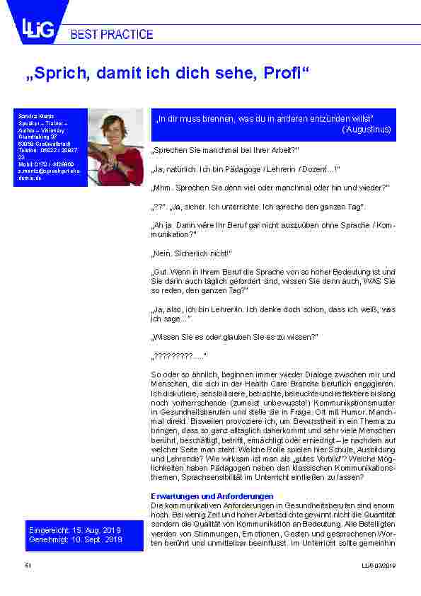 Vorschauseite 1: „Sprich, damit ich dich sehe, Profi.“
