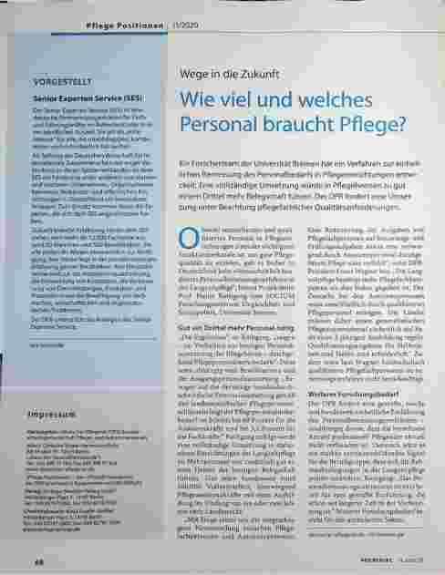 Vorschauseite 3: Einigung auf gemeinsamen Verhandlungsstand Tarifvertrag für die Altenpflege rückt näher.