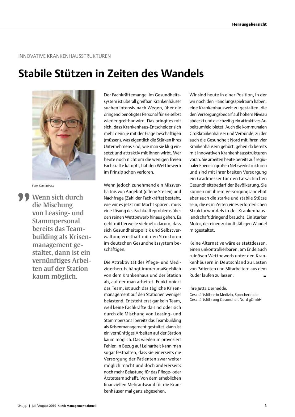 Vorschauseite 1: Innovative Krankenhausstrukturen: Stabile Stützen in Zeiten des Wandels