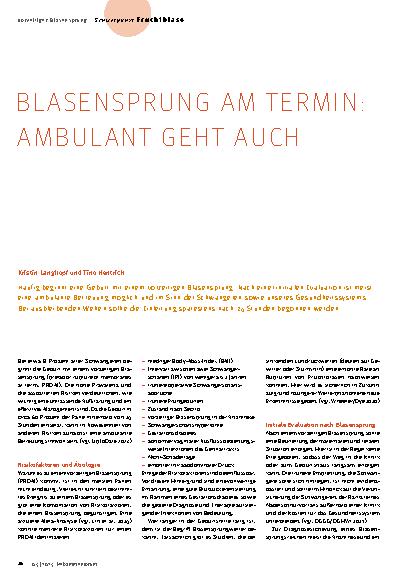Vorschauseite 1: Blasensprung am Termin: Ambulant geht auch