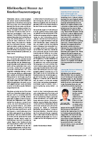 Vorschauseite 1: Klinikverbund Hessen zur Krankenhausversorgung